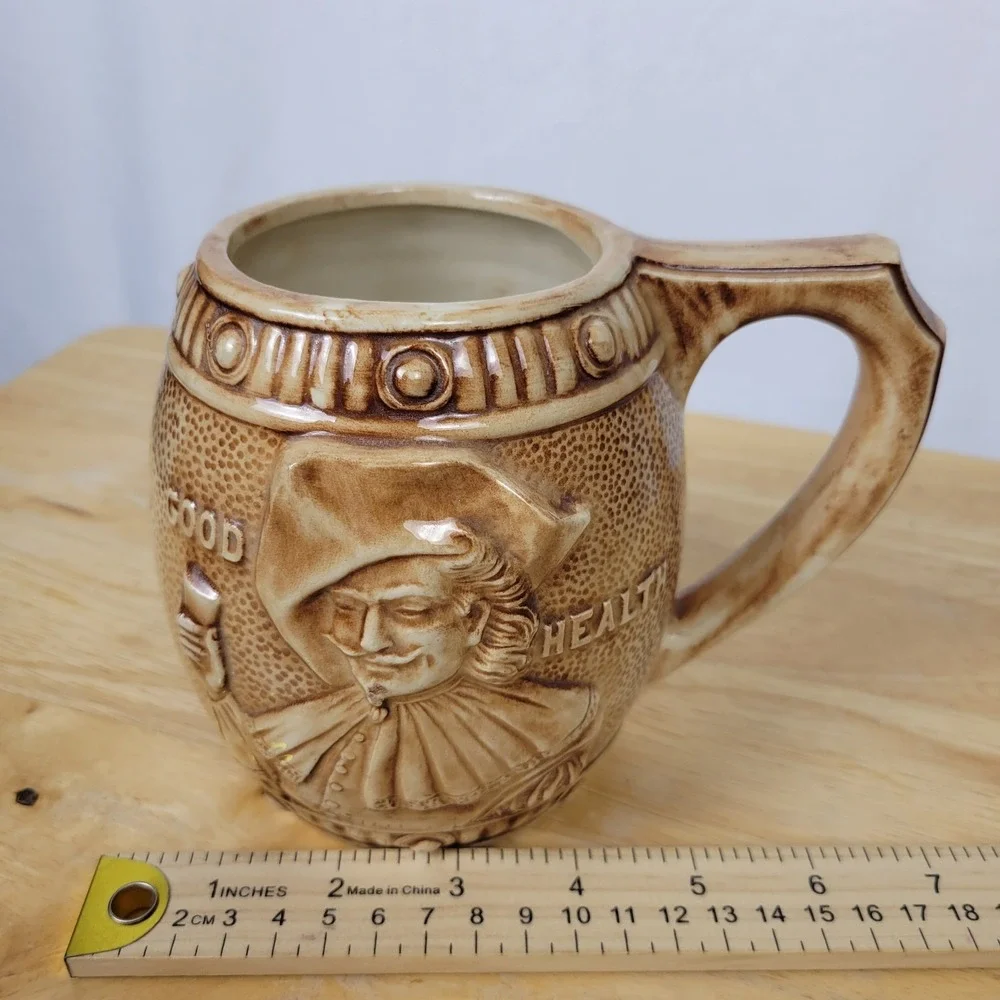 Vintage Ceramic Relief Beer Stein Mug 